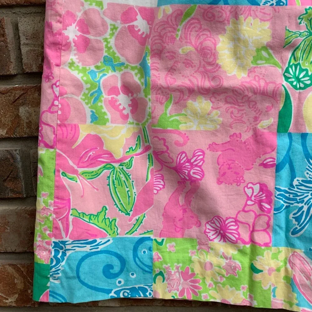 Lilly Pulitzer Patchwork Y2K Pink Yellow White Green Women's Size 10 Skirt GUC